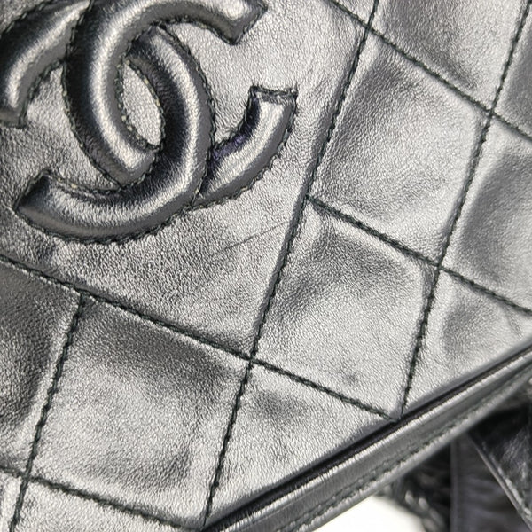 Quilted Lambskin Shoulder Bag Black