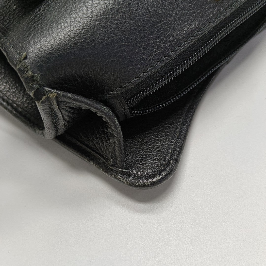 Leather Top Handle Bag Black