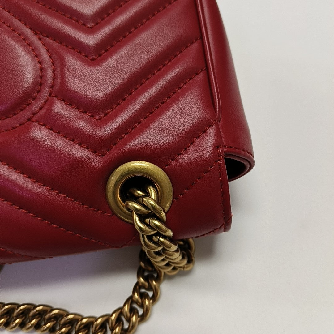 GG Marmont Small Quilted Calfskin Red