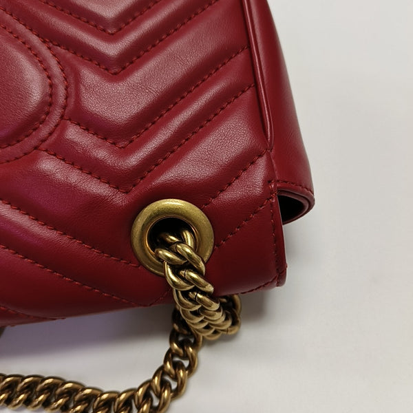 GG Marmont Small Quilted Calfskin Red