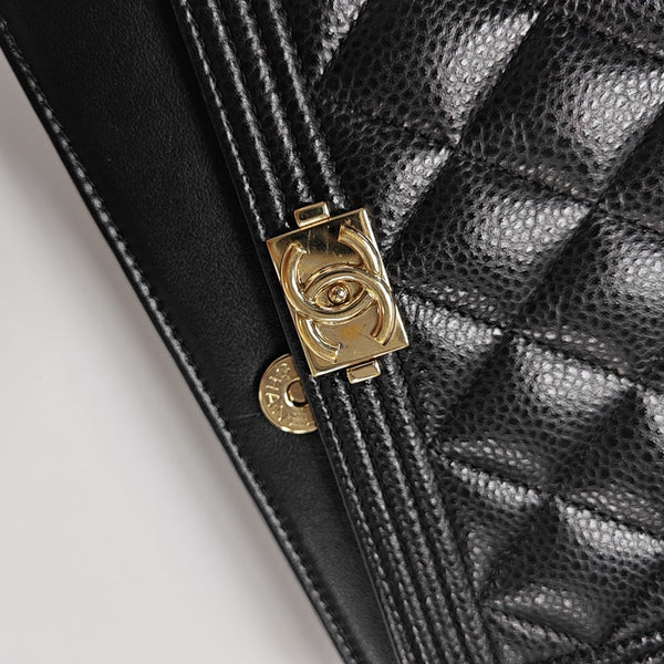 BOY CHANEL Mini Quilted Grained Calfskin Black