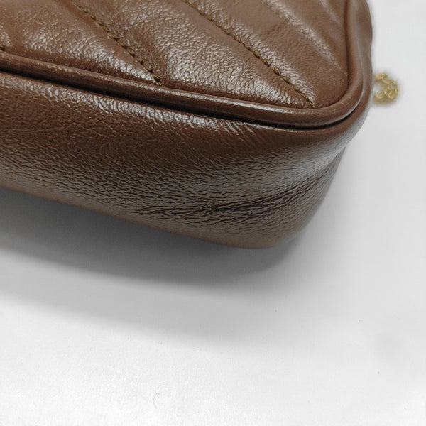 GG Marmont Mini Quilted Calfskin Brown