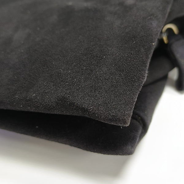 Suede Top Handle Bag Black