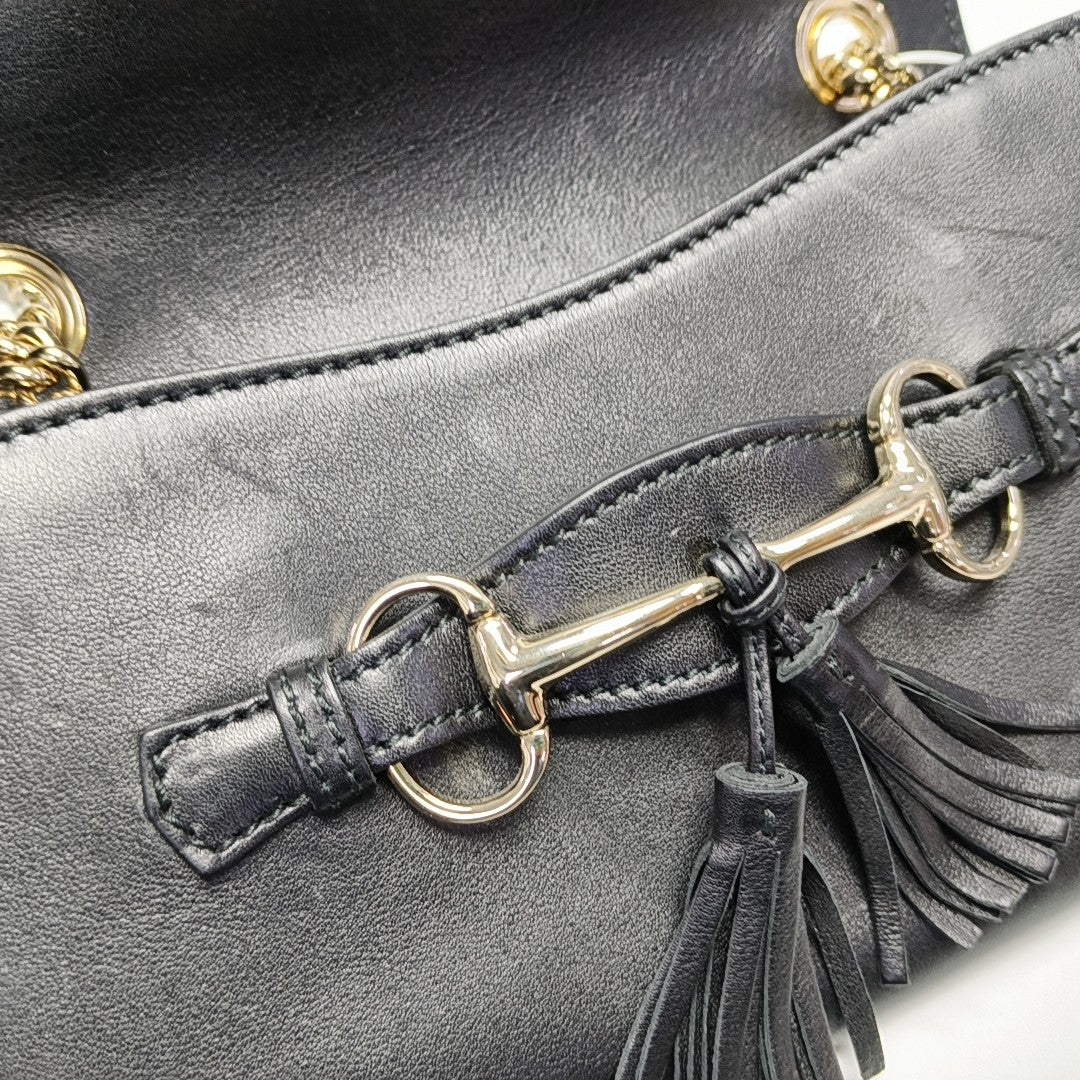 Emily Chain Calfskin Black