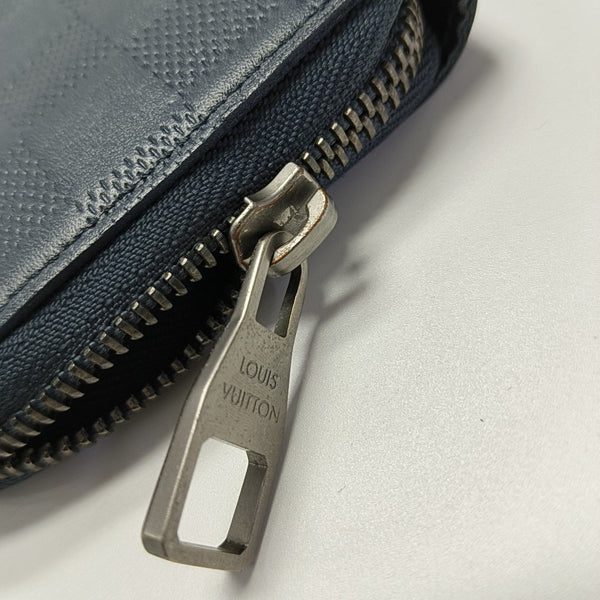 ZIPPY Damier Calfskin Blue Wallet