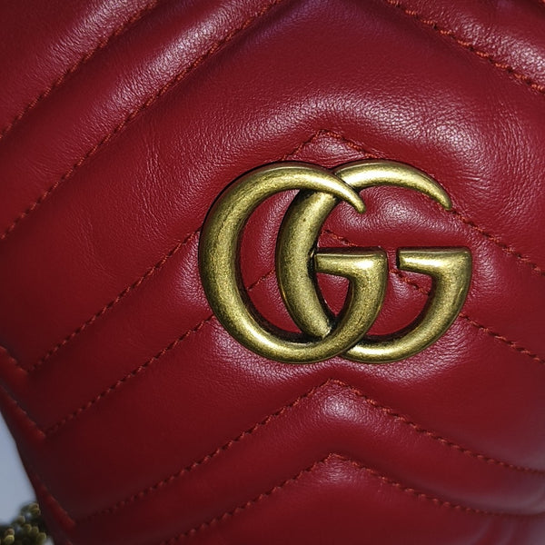 GG Marmont Mini Piel de Becerro Roja
