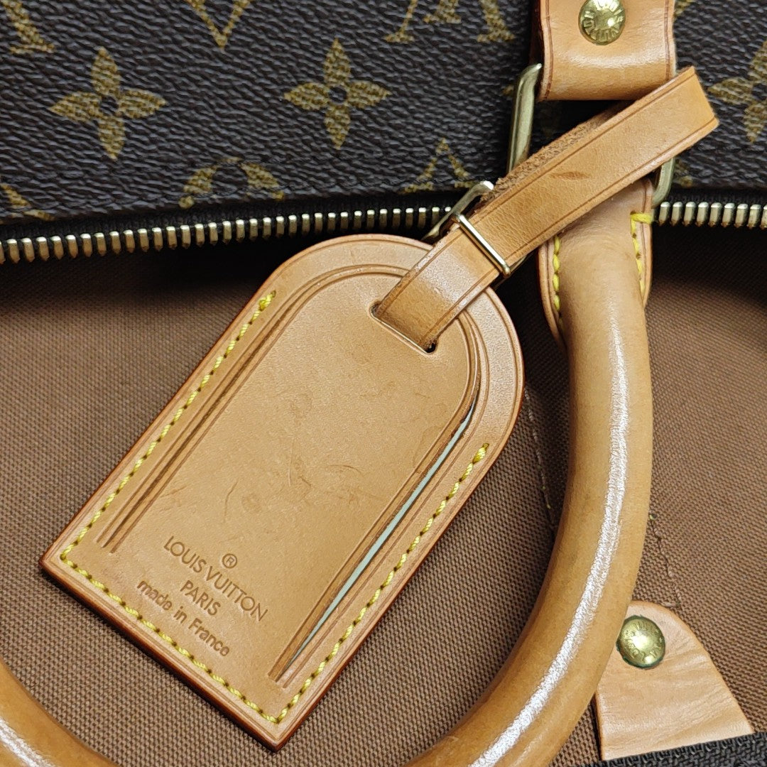 KEEPALL 50 Monogram Coated Canvas Brown