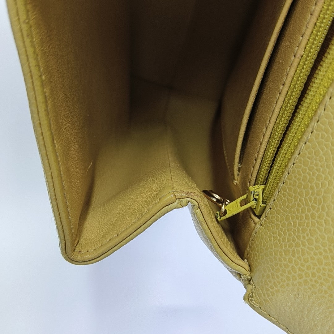 Quilted Calfskin Top Handle Bag Yellow