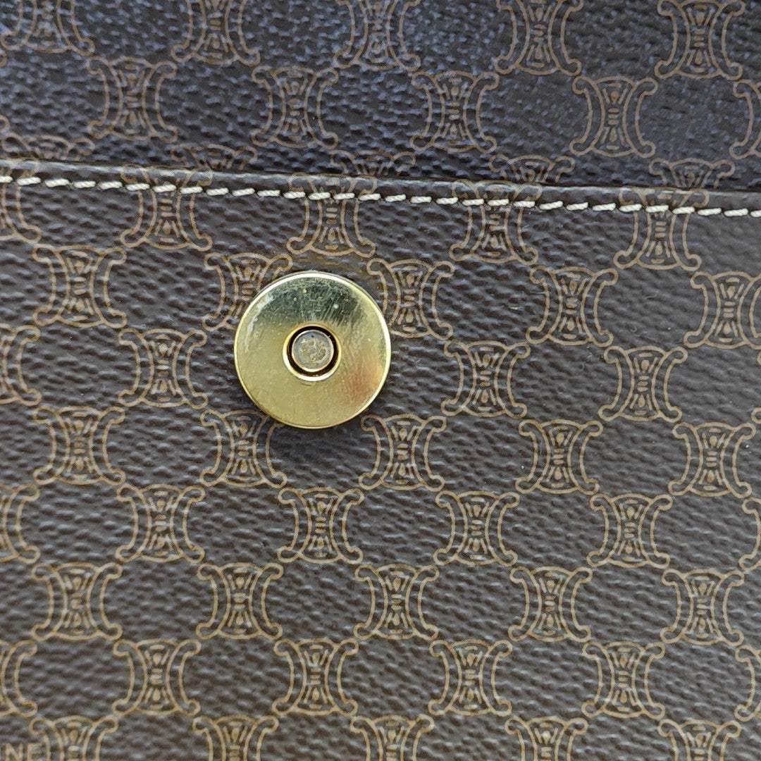 Coated Canvas Shoulder Bag Brown