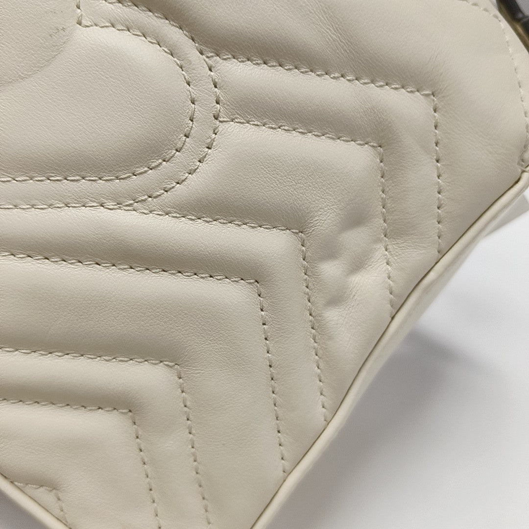 GG Marmont Mini Quilted Calfskin White