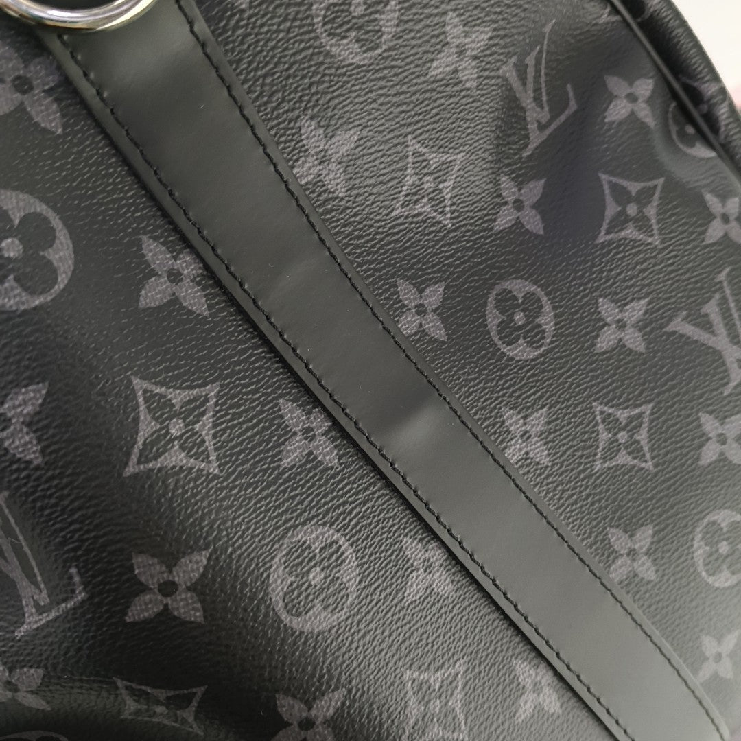 KEEPALL 55 Monogram Coated Canvas Black