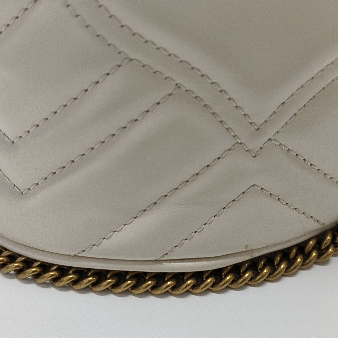GG Marmont Mini Quilted Calfskin White