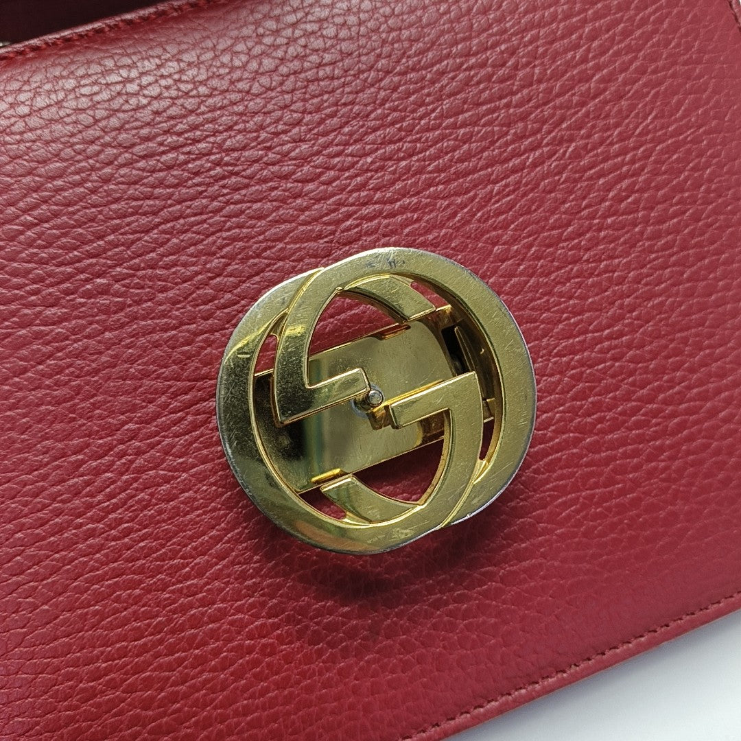 Interlocking G Small Calfskin Red