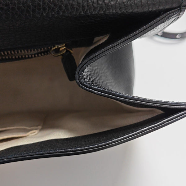 GG Marmont Top Handle Large Calfskin Black