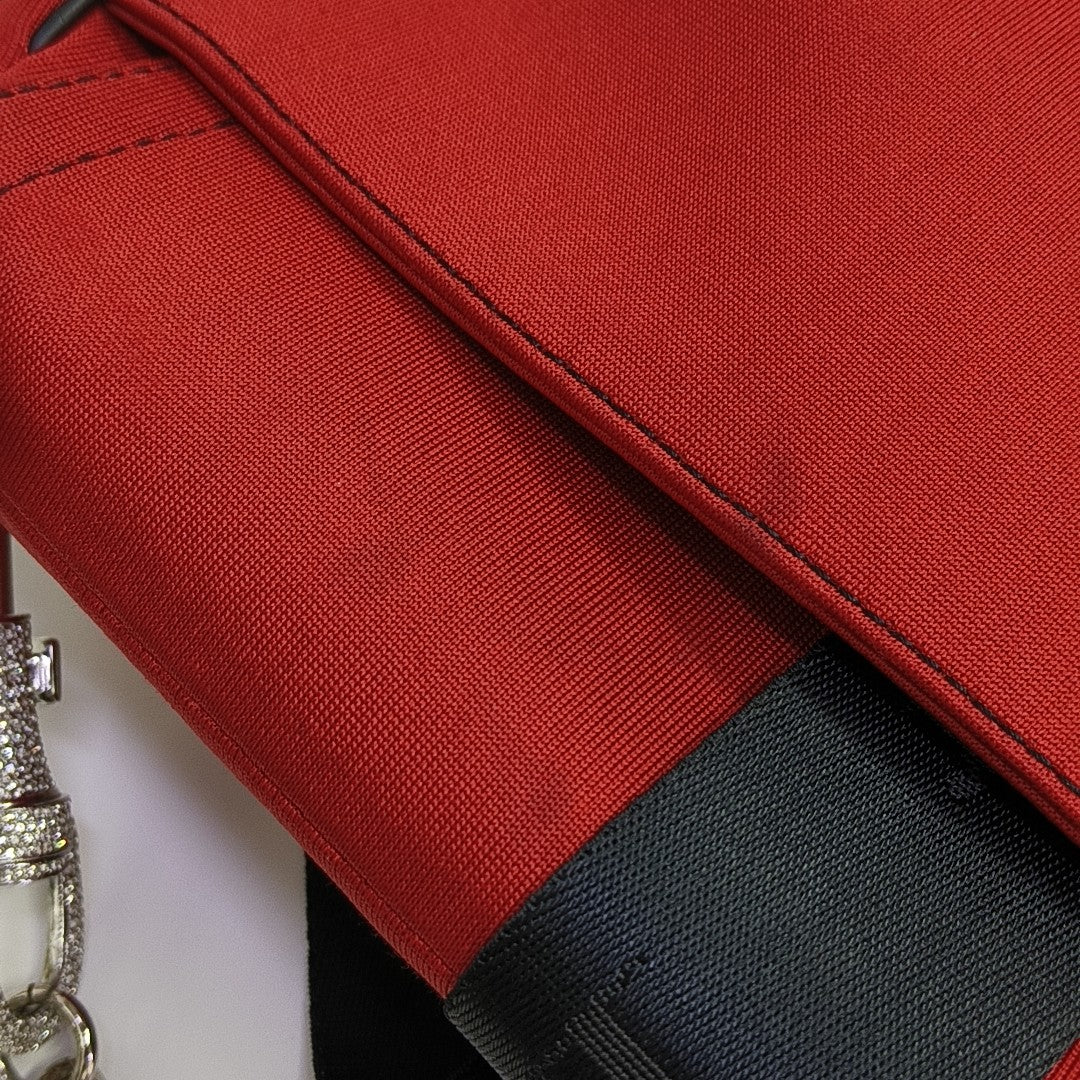 Fabric Top Handle Bag Red