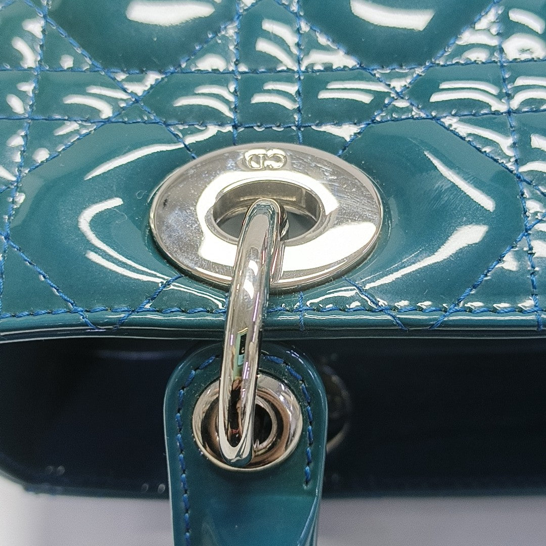 Lady Dior Medium Quilted Patent Leather Green