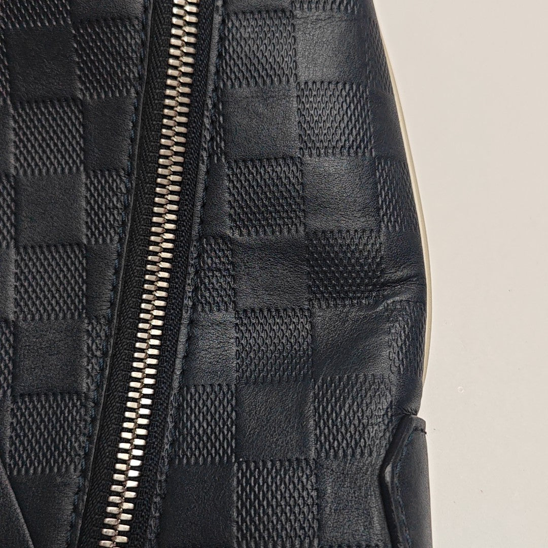 Damier Calfskin Crossbody Bag Blue