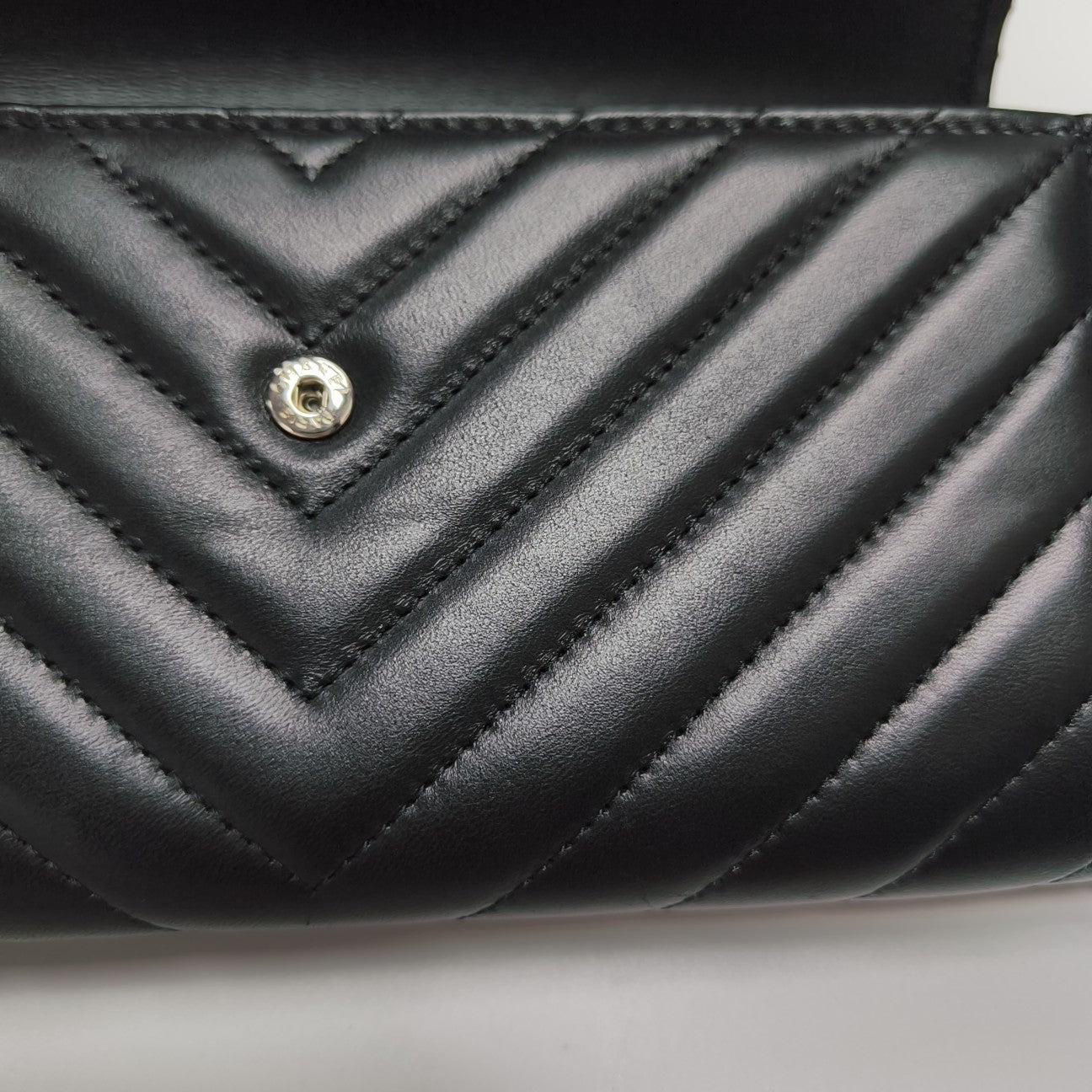 WOC Chevron Lambskin Black Wallet