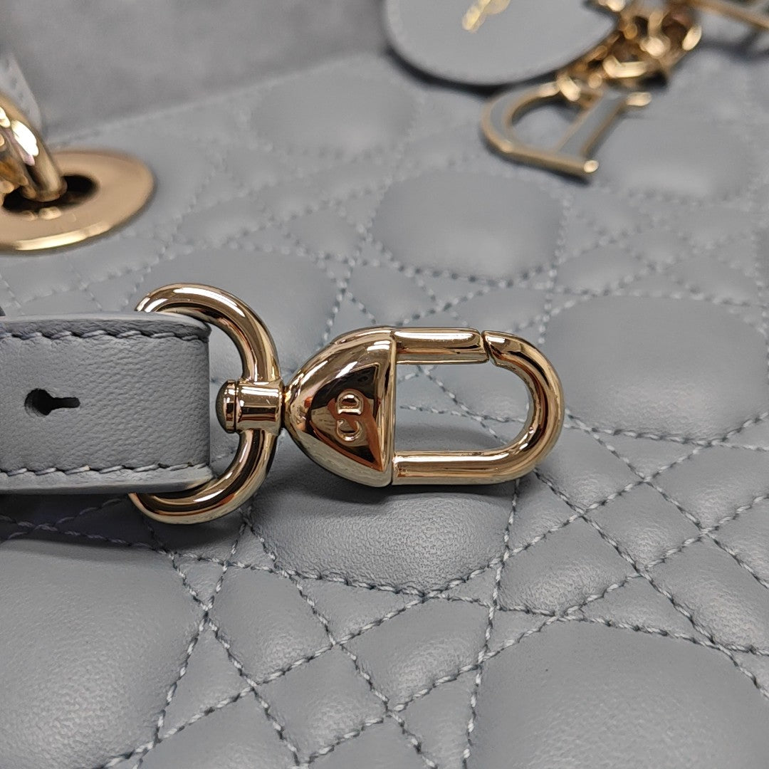 Lady Dior Small Cannage Lambskin Blue