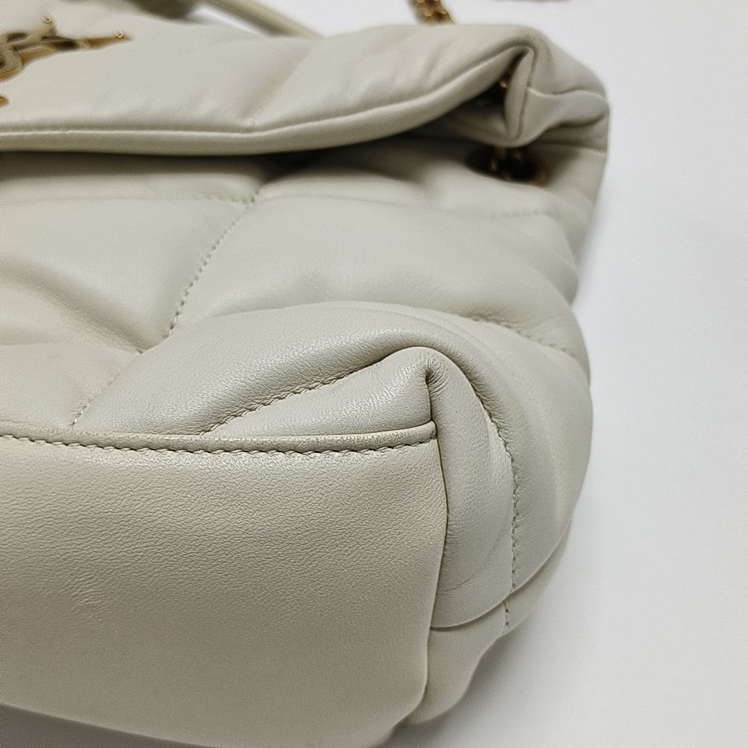 PUFFER Small Quilted Lambskin White