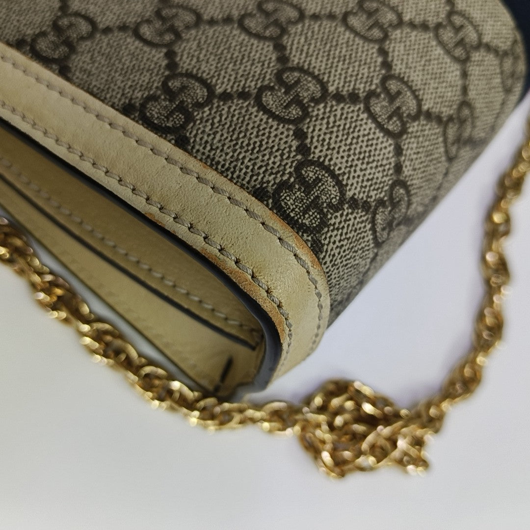 Ophidia Small Monogram Coated Canvas Beige