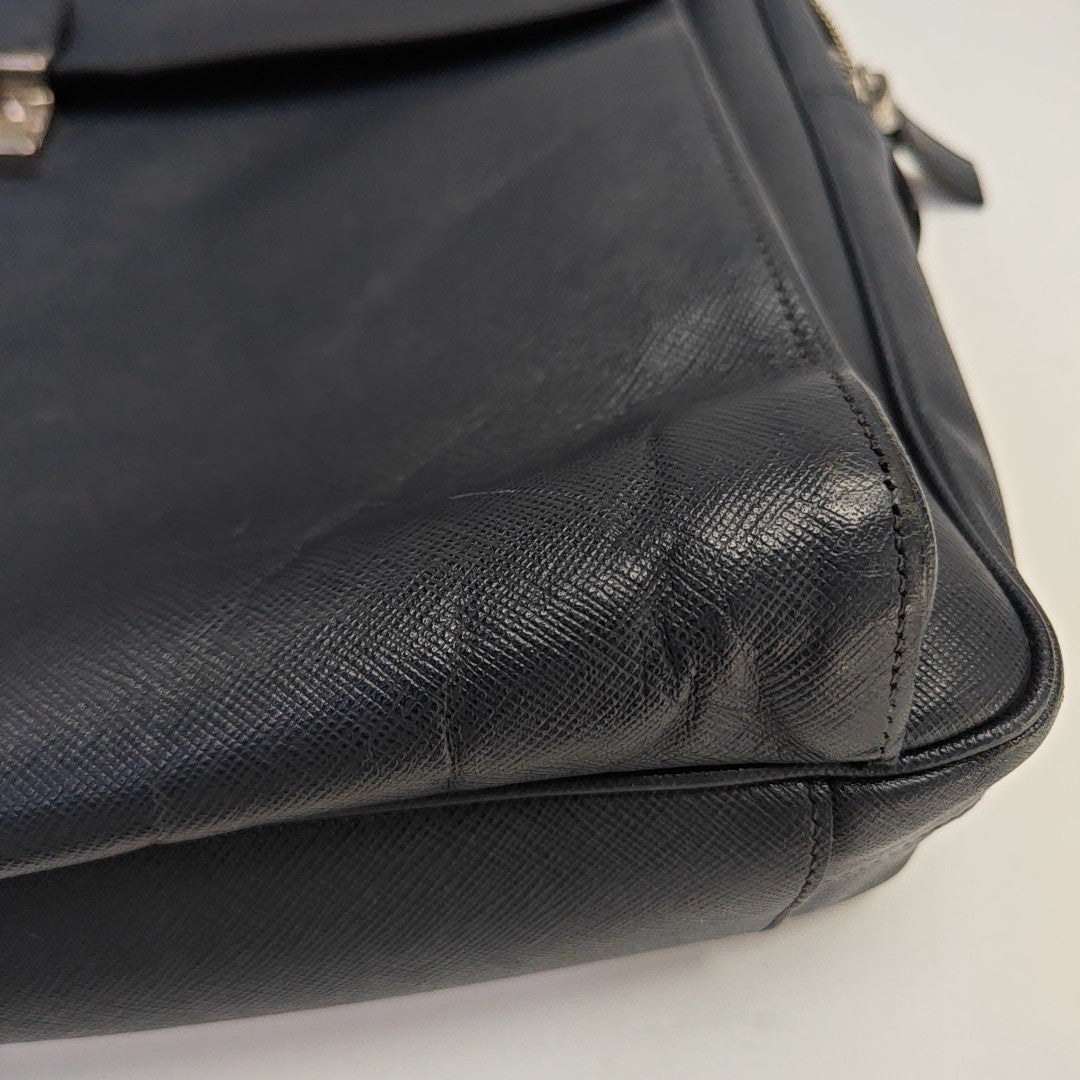 Calfskin Top Handle Bag Blue