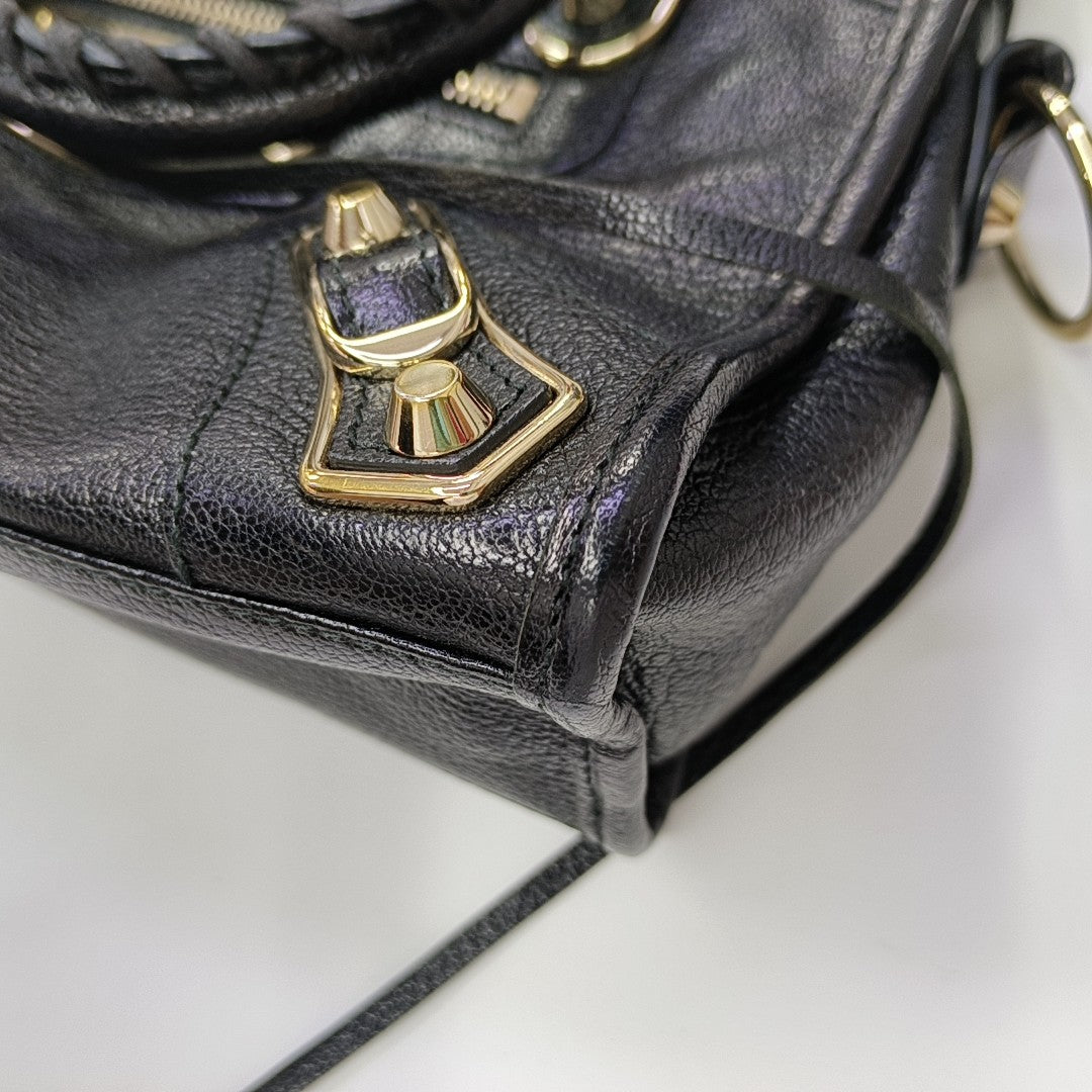 Classic Metallic Edge City Mini Lambskin Black