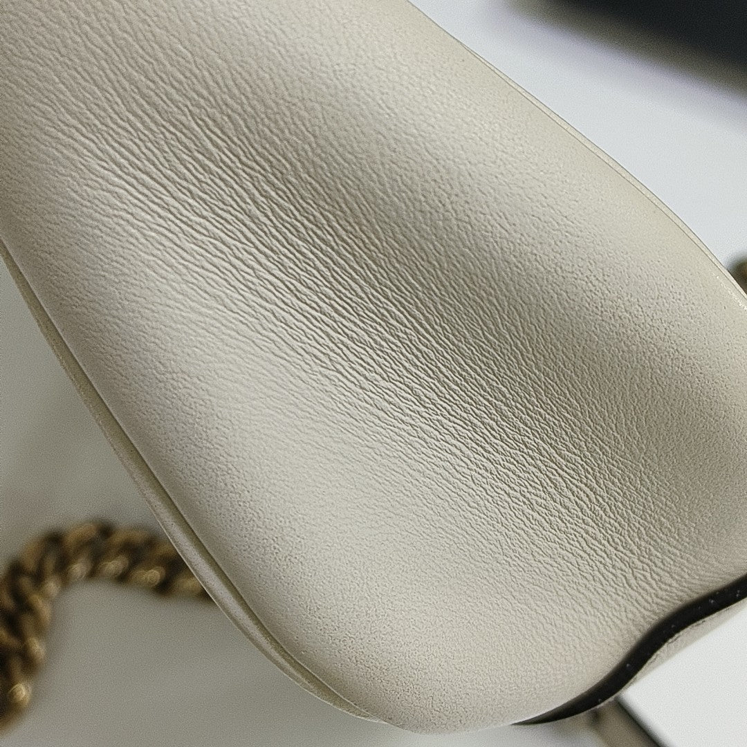 GG Marmont Small Quilted Calfskin White