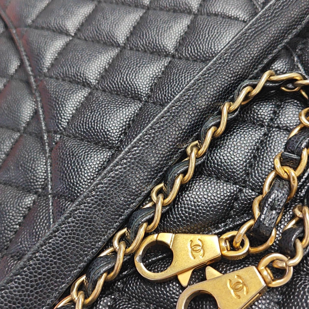 COCO HANDLE Large Quilted Grained Calfskin Black