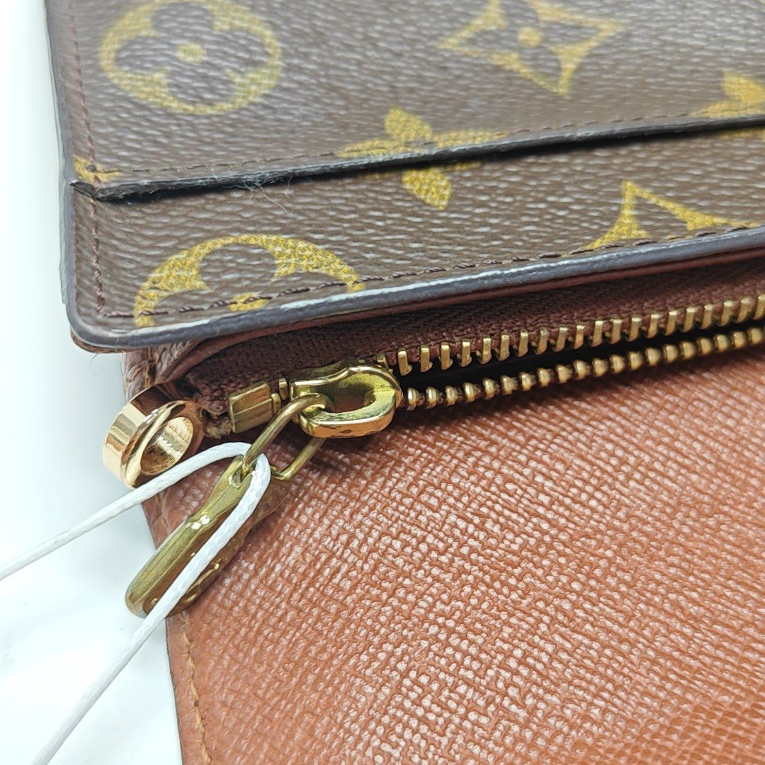 PORTE MONNAIE Monogram Coated Canvas Brown Wallet