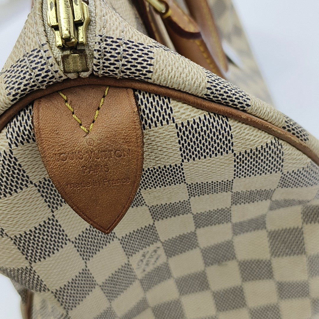 SPEEDY 30 Damier Azur Coated Canvas White