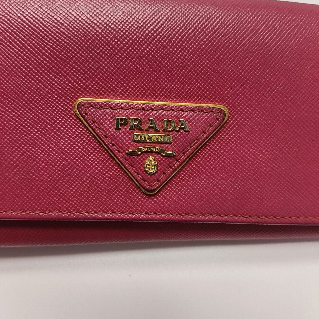 Fold Wallet Saffiano Calfskin Red Wallet