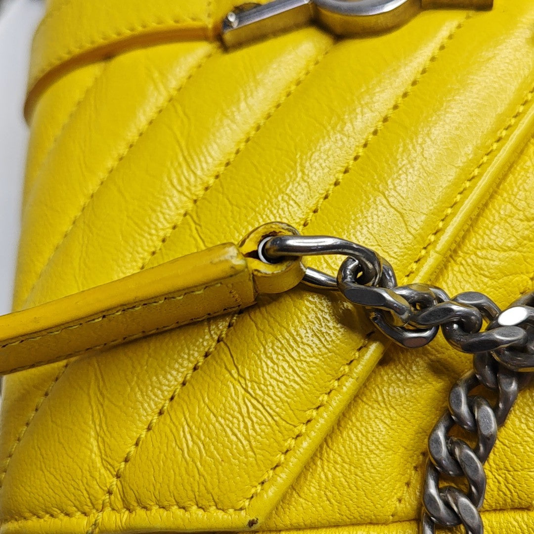 Chevron Calfskin Small Yellow