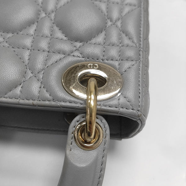Lady Dior Mini Cannage Lambskin Gray