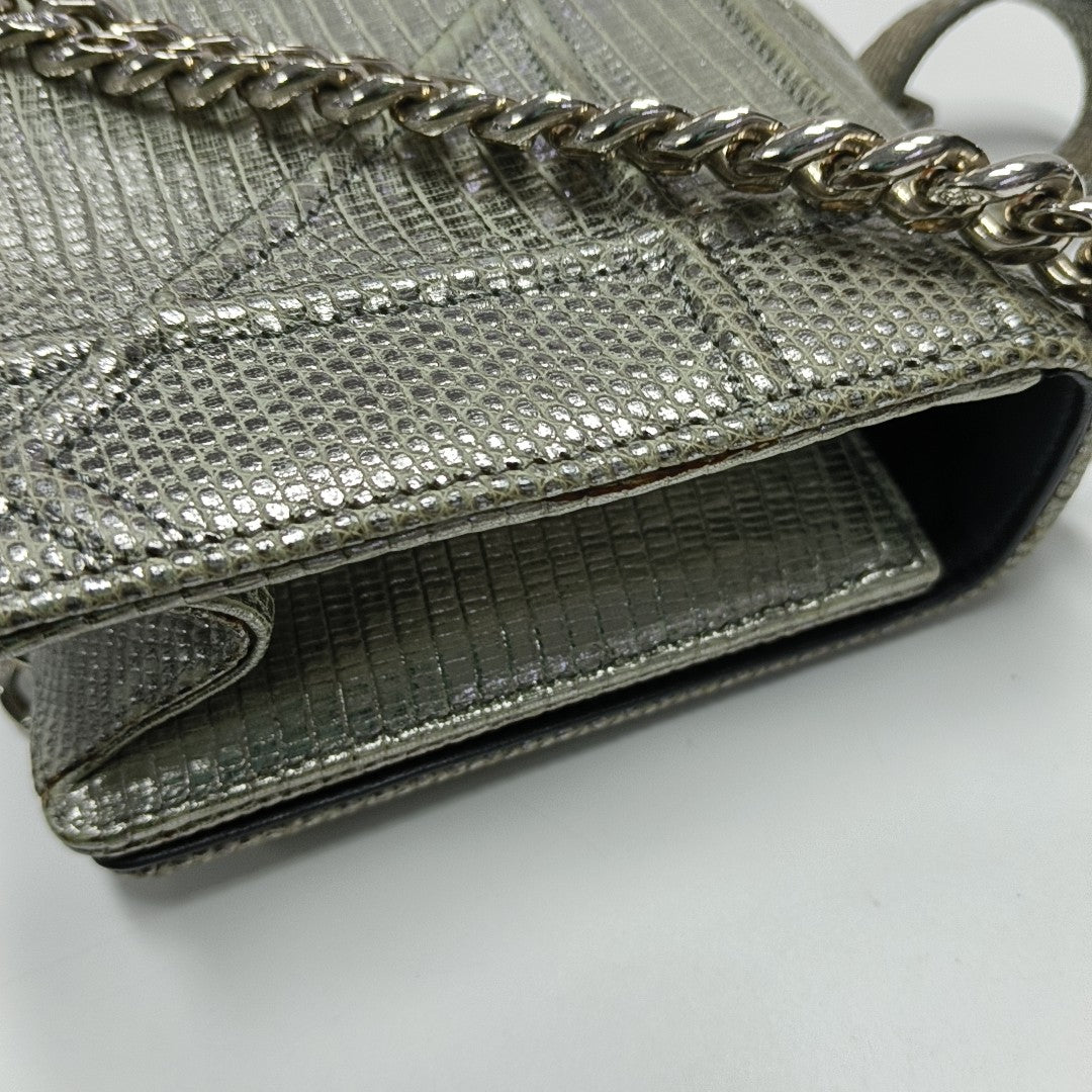 Diorama Small Cannage Calfskin Silver