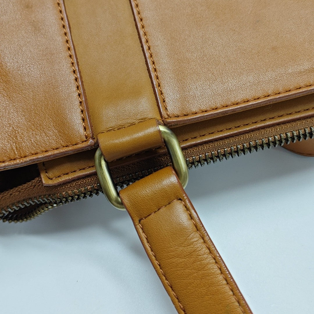Calfskin Top Handle Bag Brown