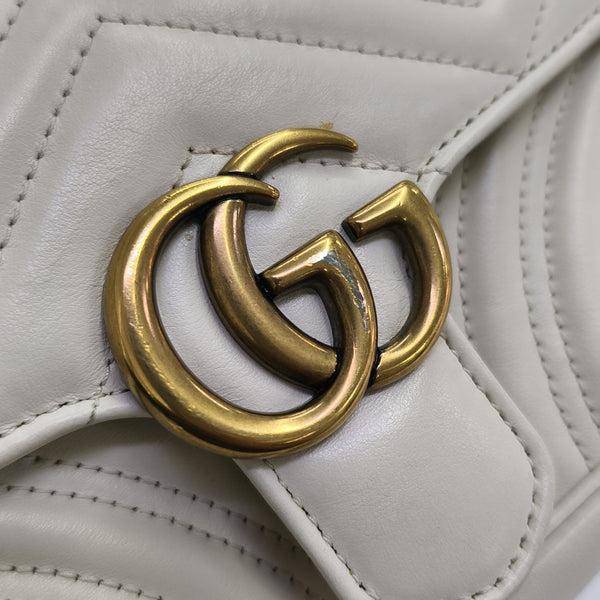 GG Marmont Small Quilted Calfskin White
