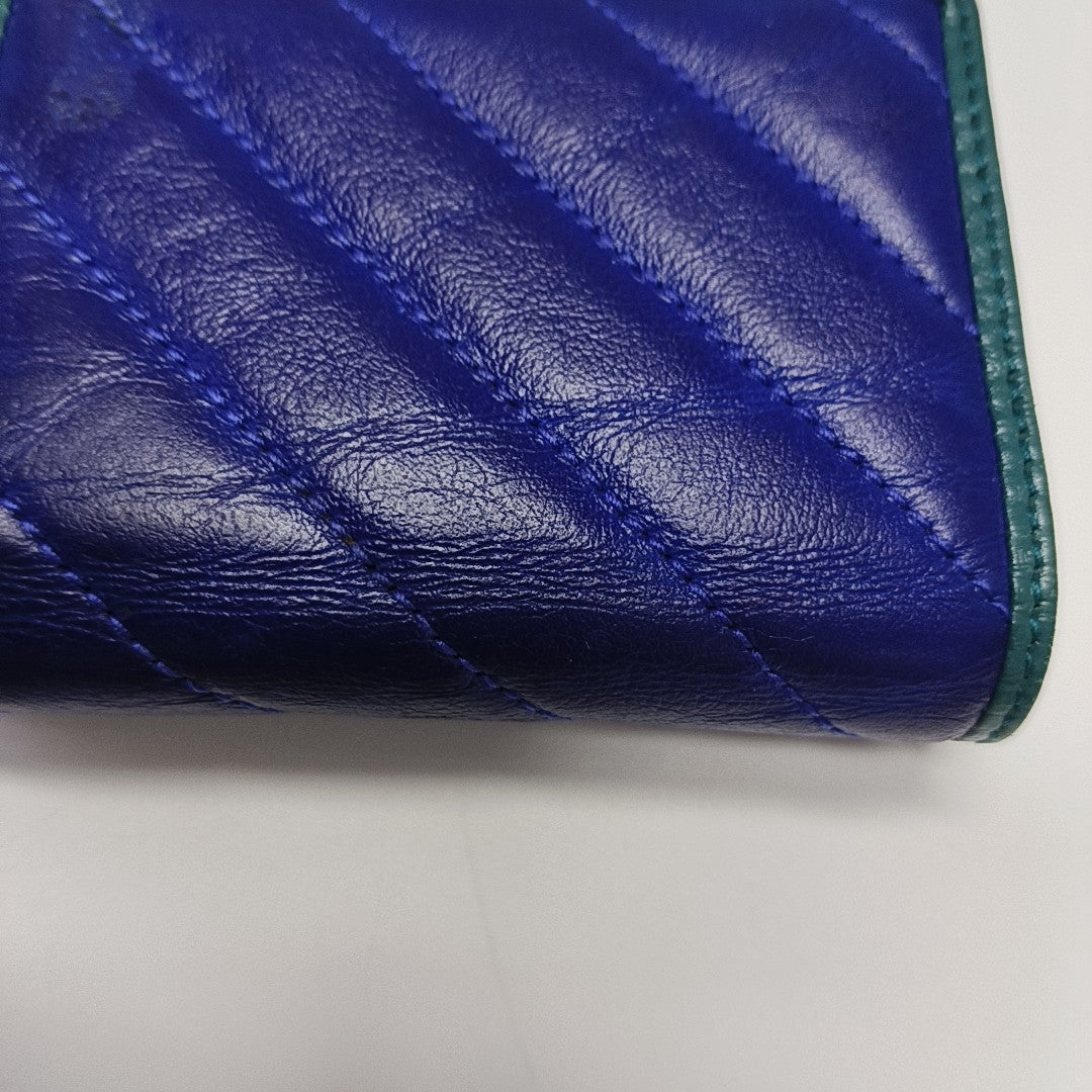 GG Marmont Mini Quilted Calfskin Blue Wallet