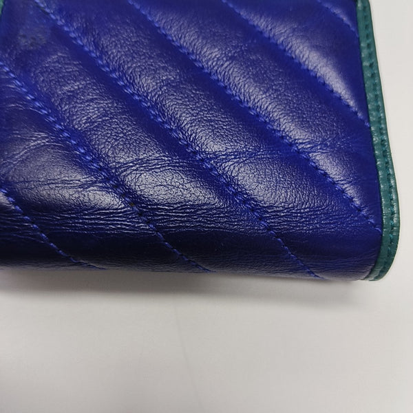 GG Marmont Mini Quilted Calfskin Blue Wallet