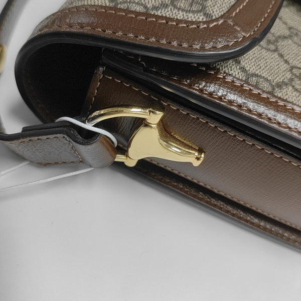 Horsebit 1955 Medium Monogram Coated Canvas Beige