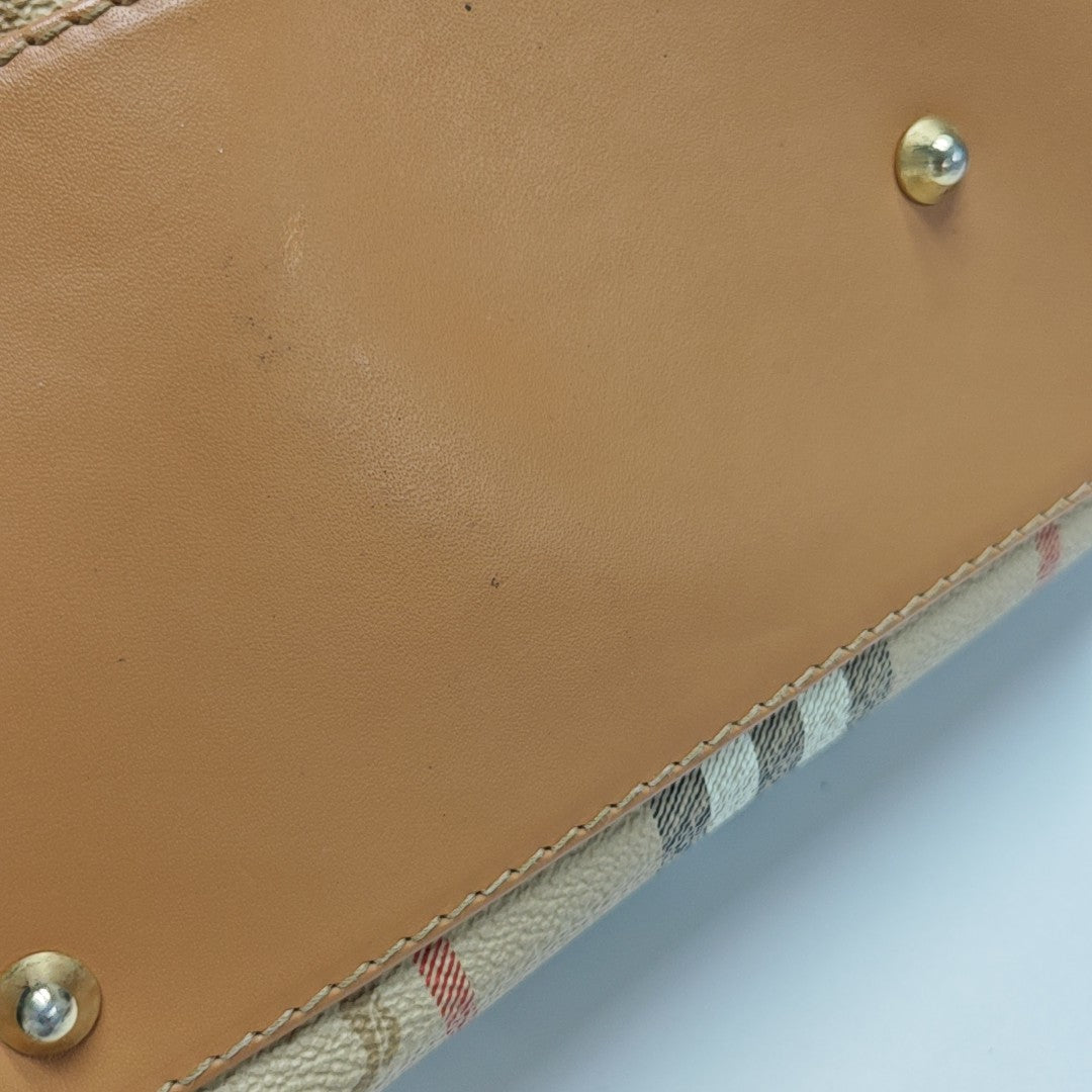 Coated Canvas Shoulder Bag Beige
