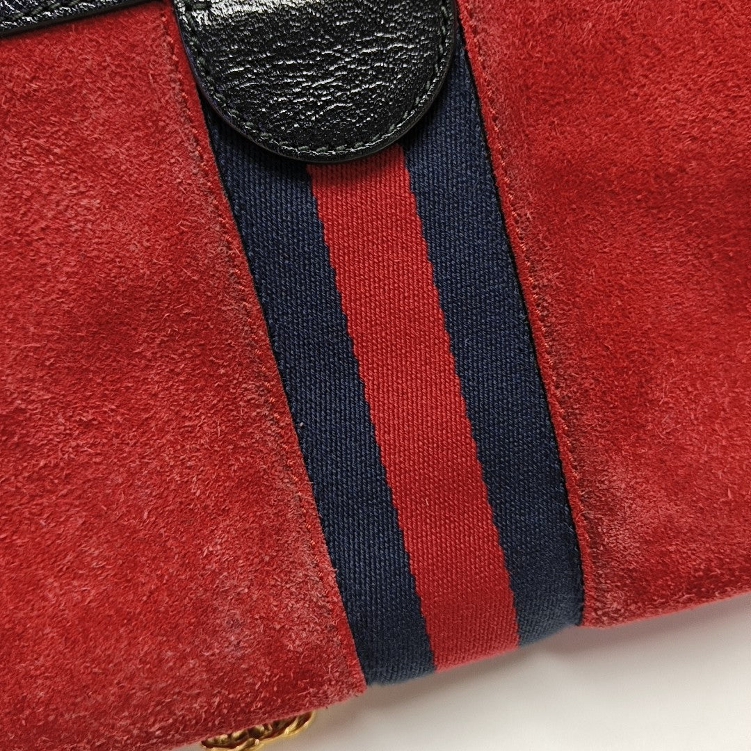 Ophidia Small Monogram Suede Red