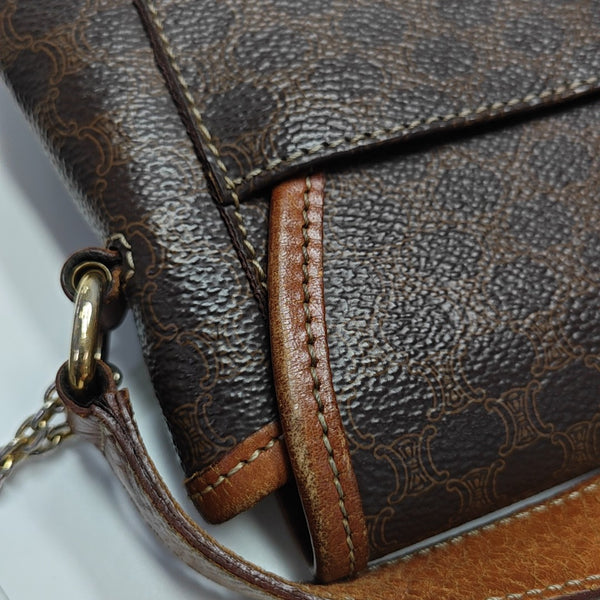 Coated Canvas Shoulder Bag Brown