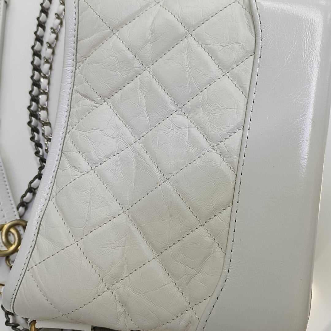 GABRIELLE Becerro Vintage Acolchado Pequeño Blanco