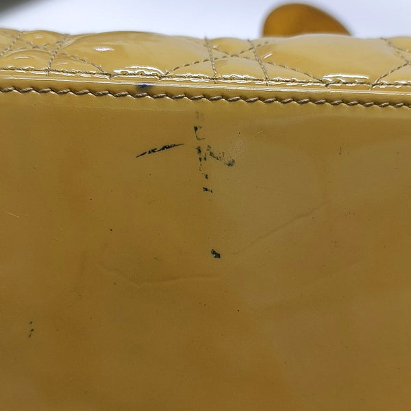 Lady Dior Medium Cannage Patent Leather Yellow