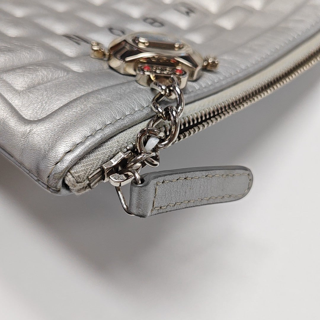 Calfskin Clutch Silver