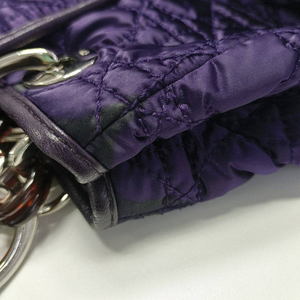 Cannage Silk Satin Tote Bag Purple