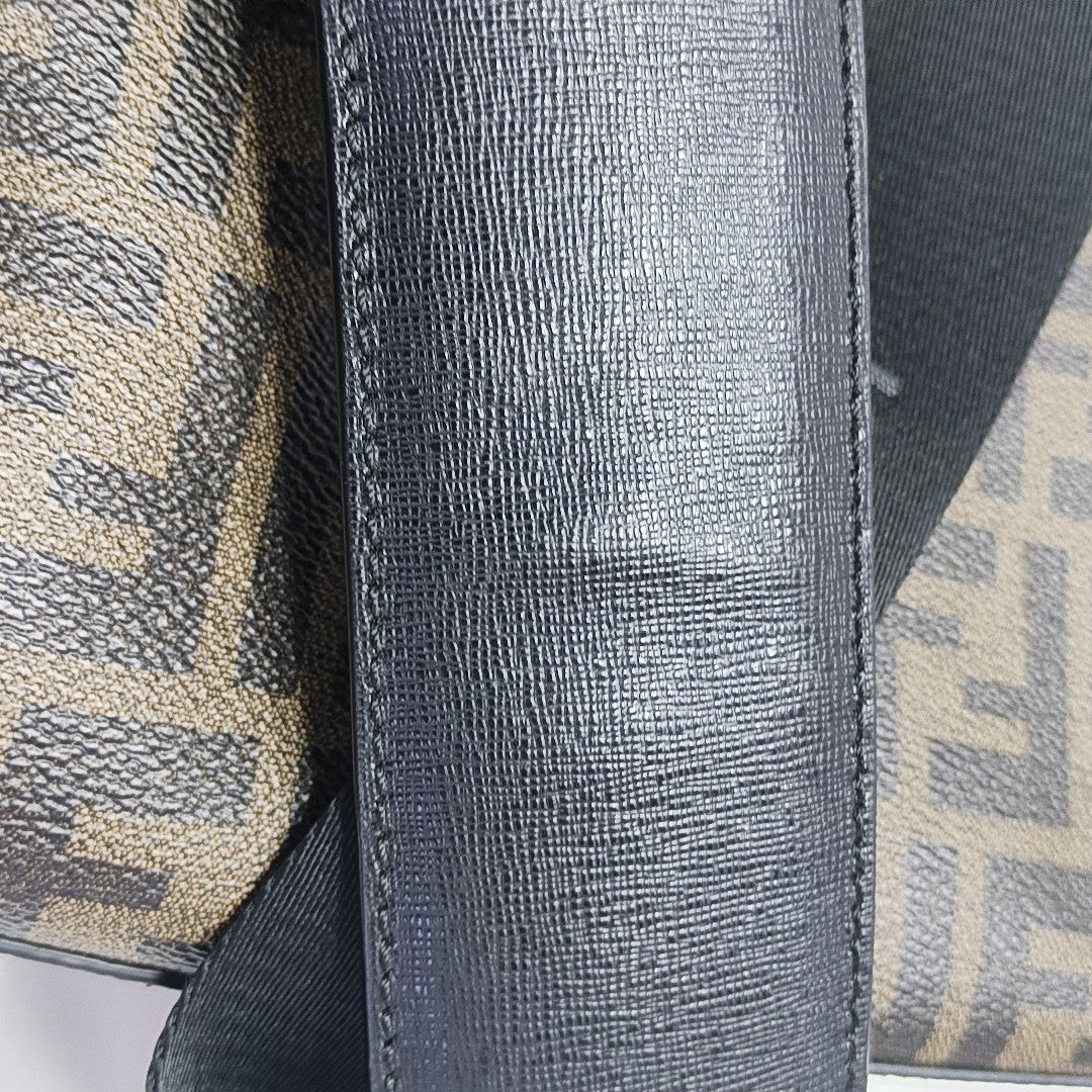 Coated Canvas Shoulder Bag Brown