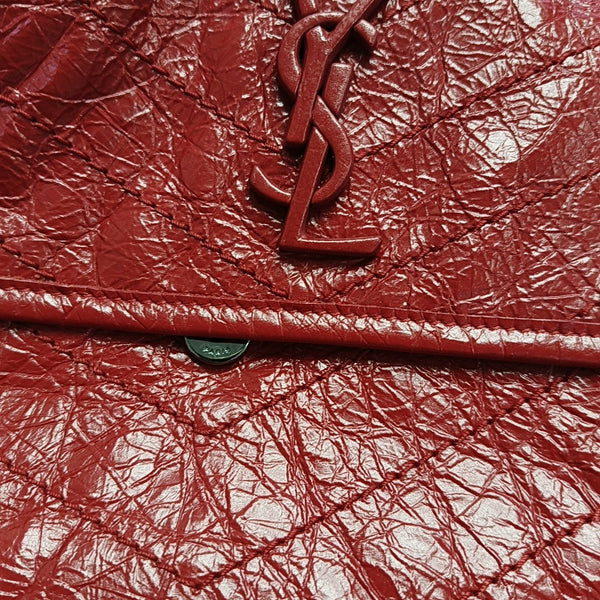 NIKI Small Chevron Calfskin Red