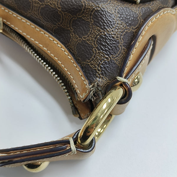 Coated Canvas Shoulder Bag Brown